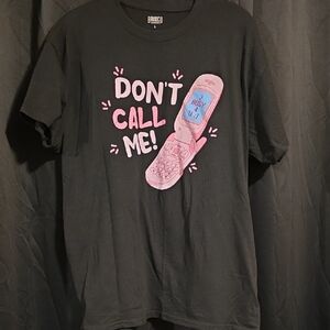 Black Graphic Tee with Pink Design